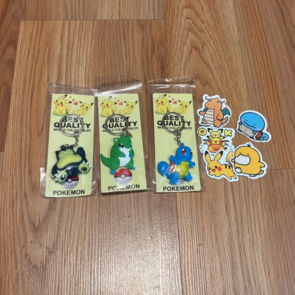 Pokemon Keychains and Stickers Set